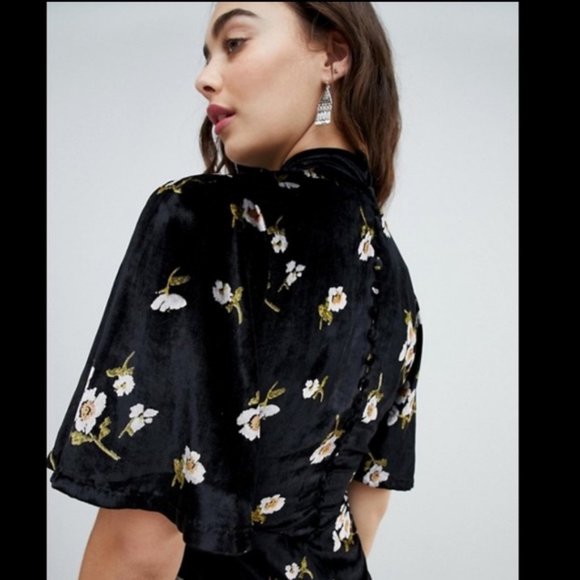 Free People Be My Baby Black Velvet Dress Sz 4, 12 - Picture 2 of 6